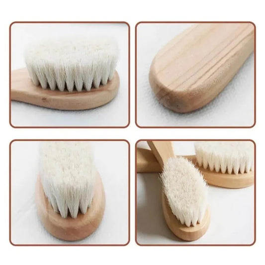 2PCS Baby Wooden soft wool Hair Brush & Comb Set for Newborns